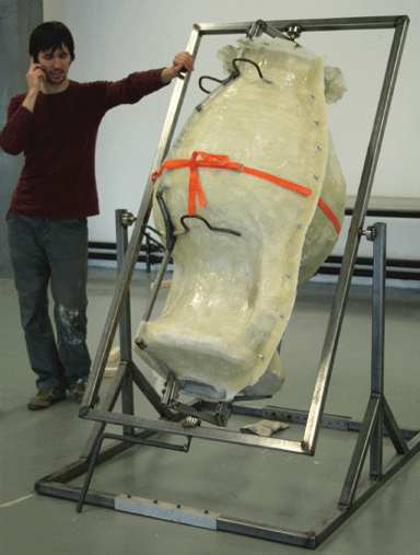 The custom-made rotating tool used to create Amphora
