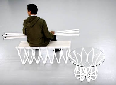 Upon bench, coat rack and table, 2007, for Schönbuch Upon bench, coat rack and table, 2007, for Schönbuch
