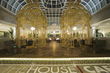 The House Cafe  Istinye, featuring elements of the city’s clock tower and station recreated in metal