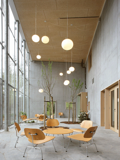 The double-height foyer
