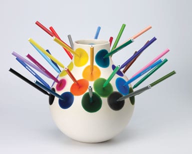 Painting a Fresco with Giotto #3, 2005, a faïence vase with felt-tip pens Painting a Fresco with Giotto #3, 2005, a faïence vase with felt-tip pens