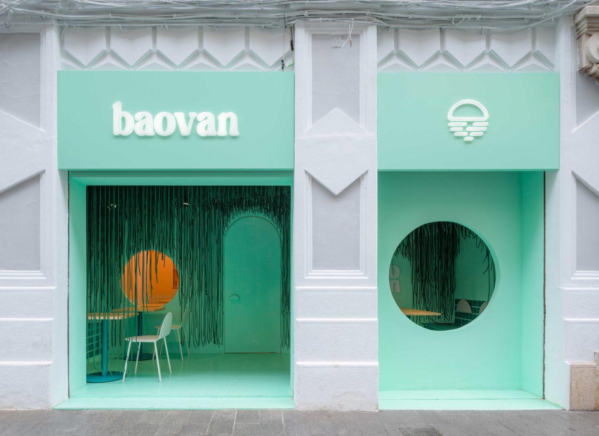 Baovan restaurant Valencia Spain CLAP Studio colourful exterior aqua restaurant