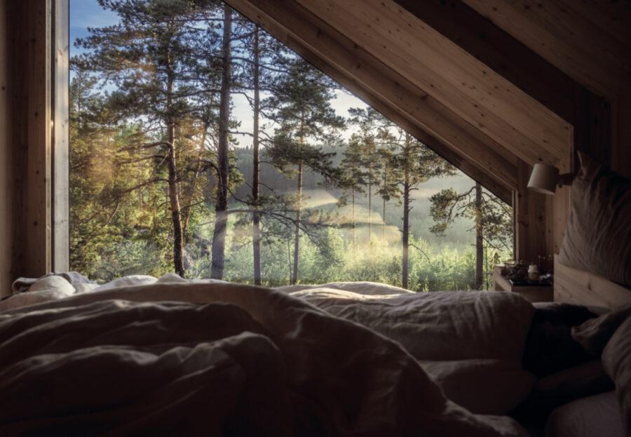 Woodland cabins Hilltop Forest Finland interior view