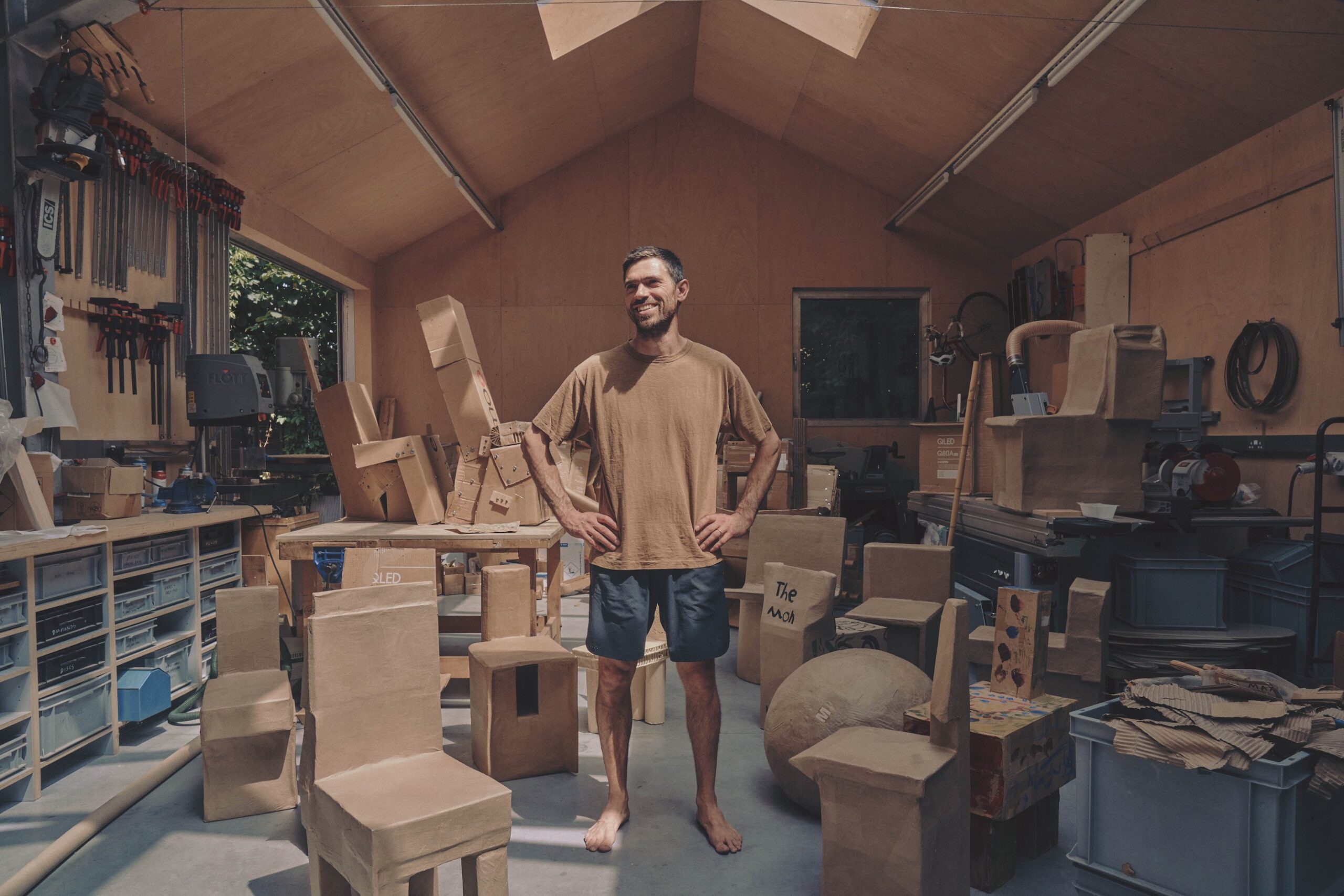 Max Lamb cardboard boxes studio Gallery FUMI