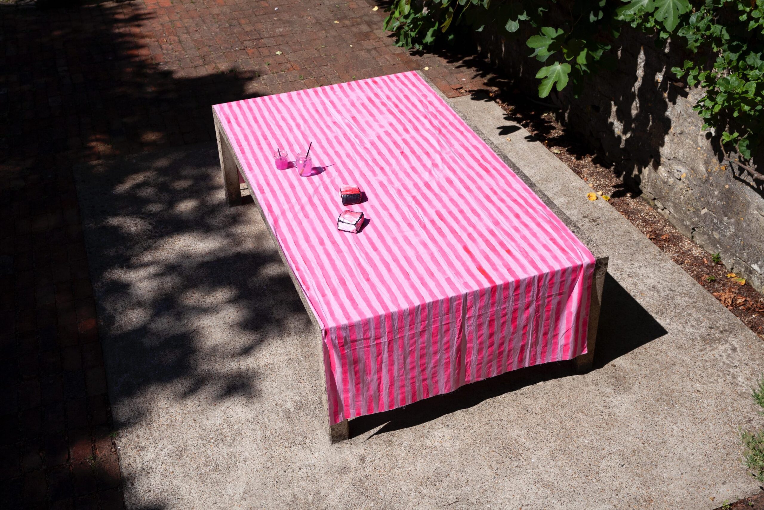 pink tablecloth